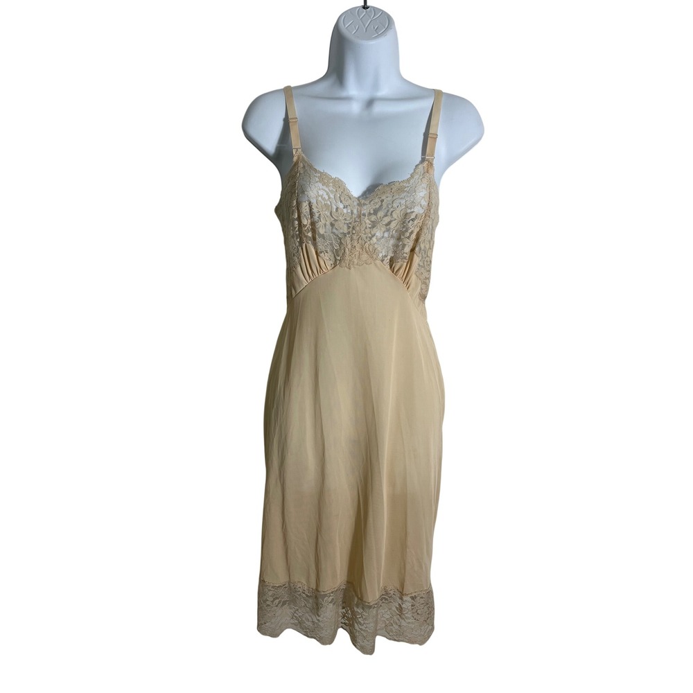 VINTAGE 60s CARESS Lace Slip Nightgown Vanity Fair Lingerie Dress - Picture 2 of 15